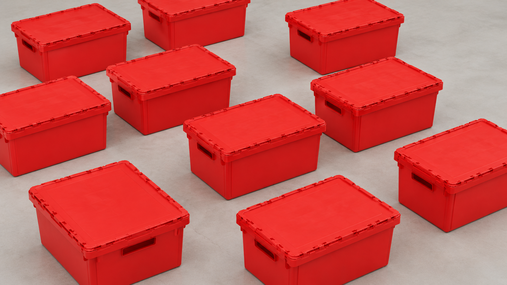 EazyCrates plastic moving boxes stacked at NYC apartment building entrance ready for delivery
