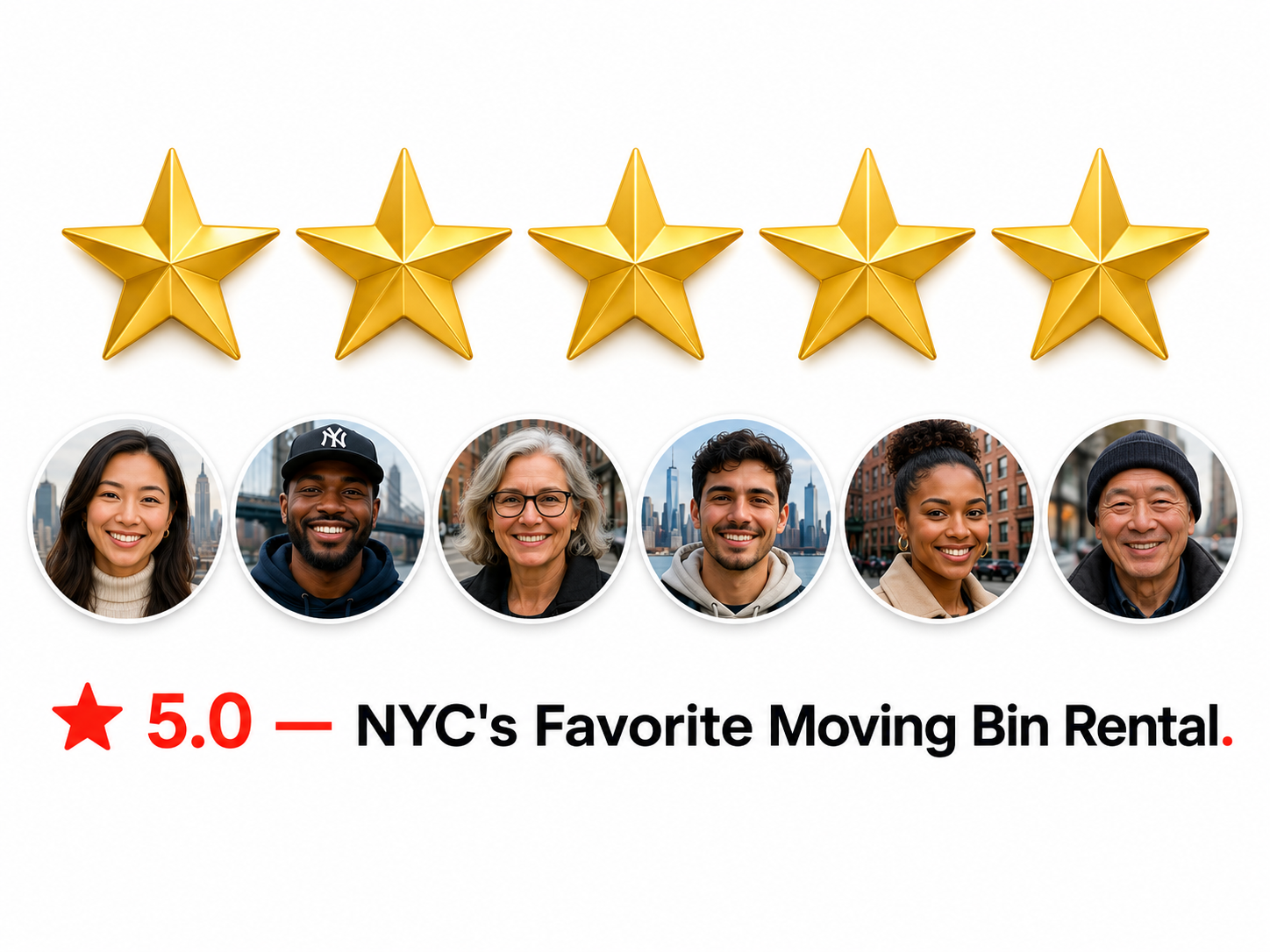 Five-star customer reviews for EazyCrate moving bin rental NYC